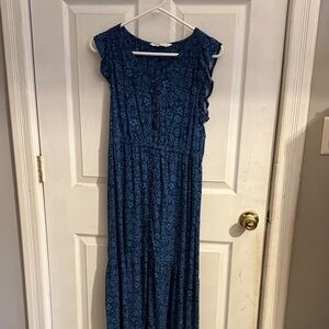 Blue Floral Sleeveless Dress